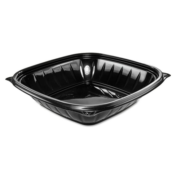 Dart B32SB PresentaBowls Pro 8.5 in. x 8.5 in. x 2 in. 32 oz. Plastic Square Bowls - Black (4/Carton)