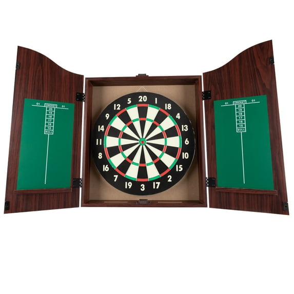 Trademark Poker Dart Board Cabinet Set with Official Size 18-inch Dartboard and 6 Darts