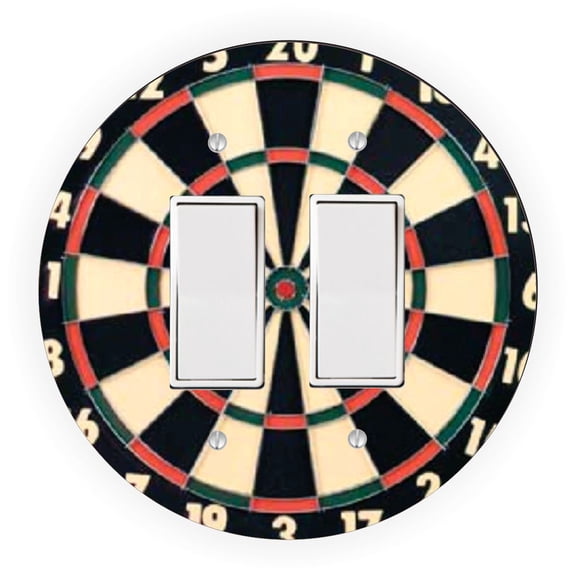 Dart Board Design - Round Light Switch Plate Cover - Double Rocker