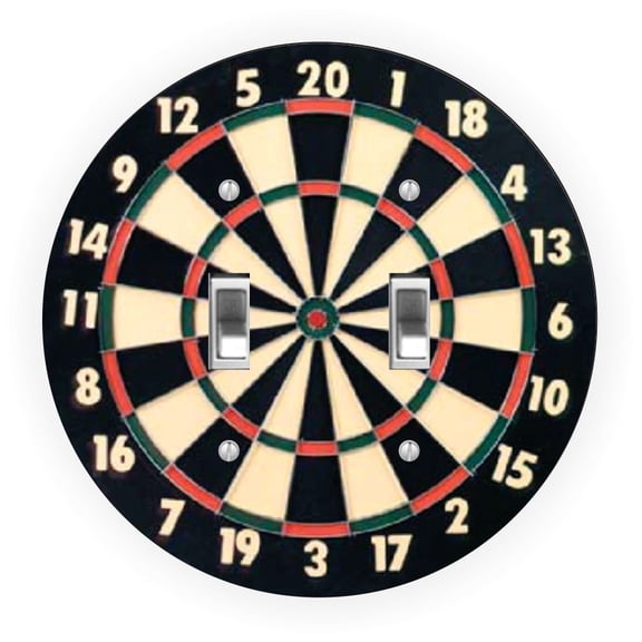 Dart Board Design - Round Light Switch Plate Cover - Double Toggle