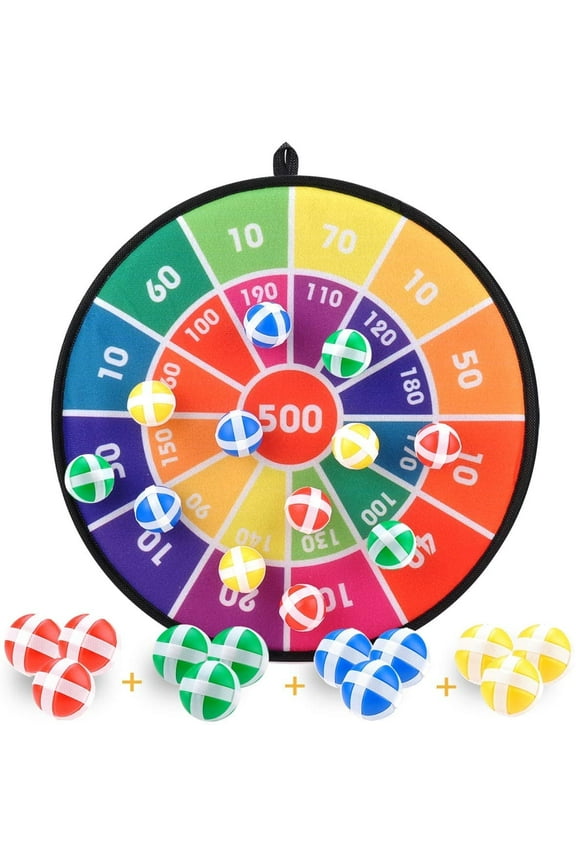 Dart Board Game for Kids, Indoor & Outdoor Fun, Classic Backyard Toy with 16 Sticky Balls, Safe and Interactive Family Party Game for Boys, Girls, Teens Ages 3+
