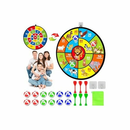 Dart Board for Kids Ages 4-8 - 29" Double-Sided Dart Board with Sticky Balls and Darts,Boys Toys for Ages 8-13,Valentines Day Gifts for 7 8 9 10 11 12 13 14 Year Old,Indoor/Outdoor Party Game Toys