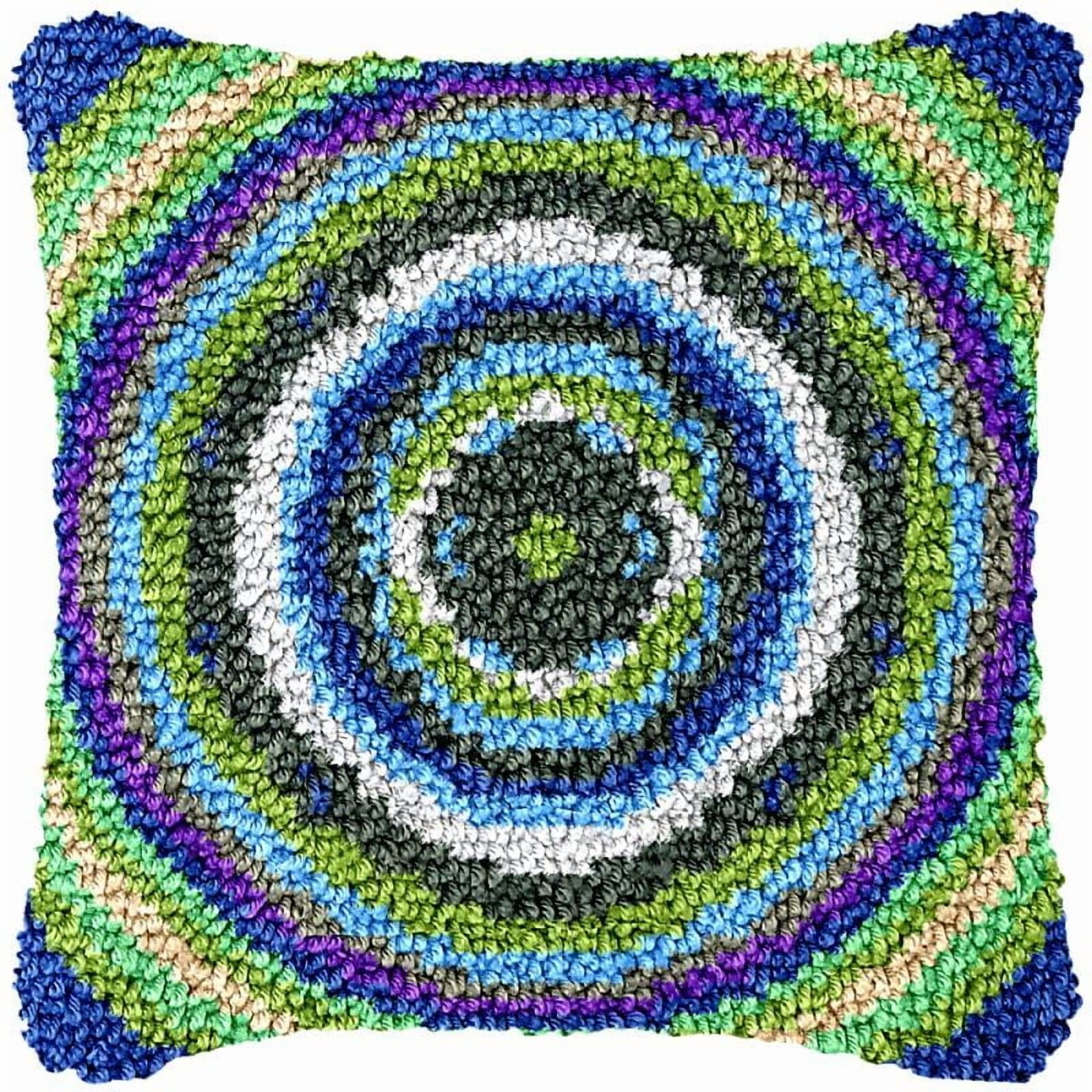 Dart Board Latch Hook Pillow Cover Kits for DIY Handmade Throw Pillow Cross Stitch Latch Hook Pillowcase Rug Kits with Preprinted Color Pattern Canvas Crochet Yarn Kits 17''X 17''(ys103)