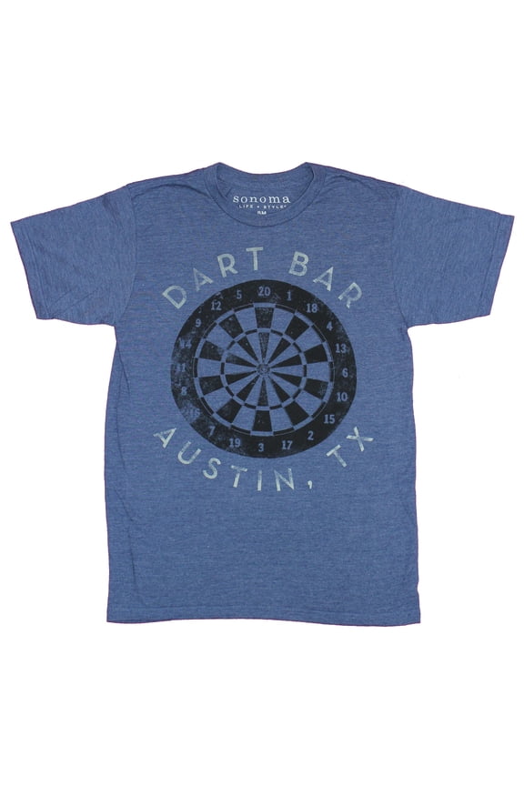 Dart Board Mens T-Shirt- Distressed Logo Austin Texas (Small)