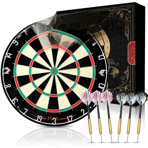 Dart Board,Sisal Dart Board Set for Adults,Bristle Steel Tip Dartboard,Professional 18" Steel Tip Outdoor Dartboard Set,Professional Dart Board Set with 6 Darts Metal Tip$$Sport & Recreation Other