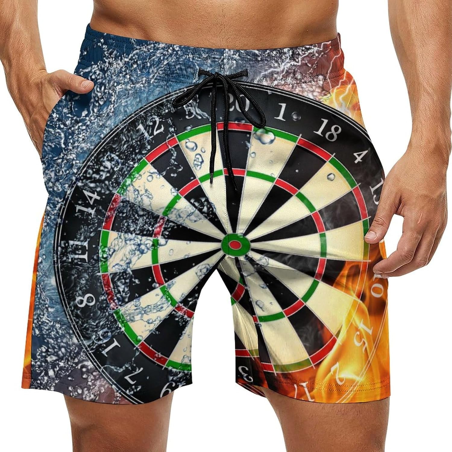 Dart Board Target Water Fire Men s Printing Board Shorts Beach Pants Swimming Trunks Mesh Lining with Pockets Walmart