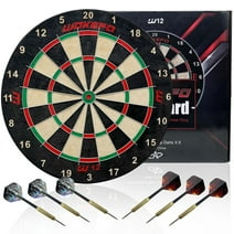 Dart Boards Set for Adults, Bristle Sisal Professional Size Dartboard Set with Staple-Free Bullseye, Round Radial Spider Wire, Number Ring-Free Dart Boards Game Includes 6 Steel Tip Darts, 17.75"
