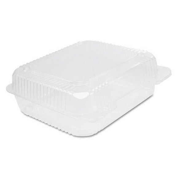 Dart C51UT1 StayLock 7.8 in. x 8.3 in. x 3 in. Hinged Lid Containers - Clear (2-Bag/Carton 125-Piece/Bag)