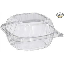 Dart C57PST1 Clear Plastic Seal Hinged-Lid Food Containers 6 x 6" [BULK] (25 Pack)