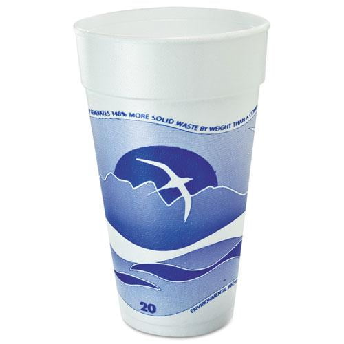Dart 20J16H 20 oz. Horizon Hot/Cold Foam Drinking Cups - Blueberry/White (500/Carton)