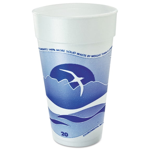 Dart DCC20J16H 20 oz Horizon Hot & Cold Foam Drinking Cup, Blueberry & White - 25 per Pack - Count 20