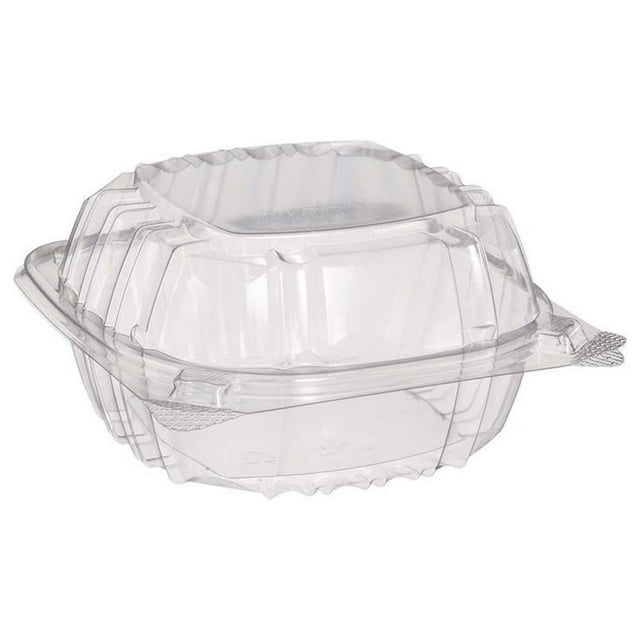 Dart ClearSeal Hinged-Lid Plastic Containers, 5.8 x 6 x 3, Clear, Plastic, 125/Pack, 4 Packs/Carton