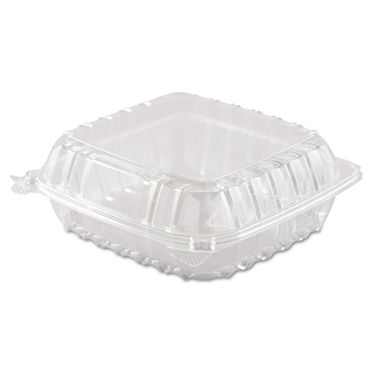 ClearSeal Hinged-Lid Plastic Containers, 8.3 x 8.3 x 3, Clear, Plastic, 250/Carton ClearSeal Hinged-Lid Plastic Containers, 8.3 x 8.3 x 3, Clear, Plastic, 250/Carton