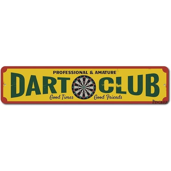 Dart Club Sign Metal Professional & Amature Dart Board Cadeau Game Room Man Cave Decor Sign Dart Boards for Cafes Bar Pub Beer Club Wall Home Decor 4 X 16 Inch