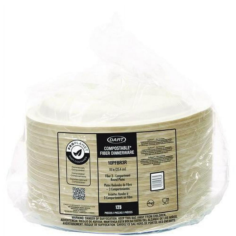 Compostable Fiber Dinnerware, ProPlanet Seal, 3-Compartment Plate, 10