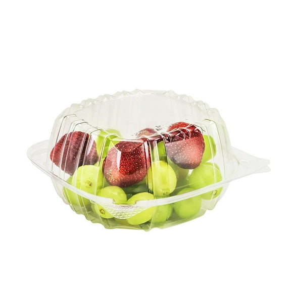 Dart Container 50 Piece, Clear Hinged Plastic Food Take Out To-Go/Clamshell Container, 6" W
