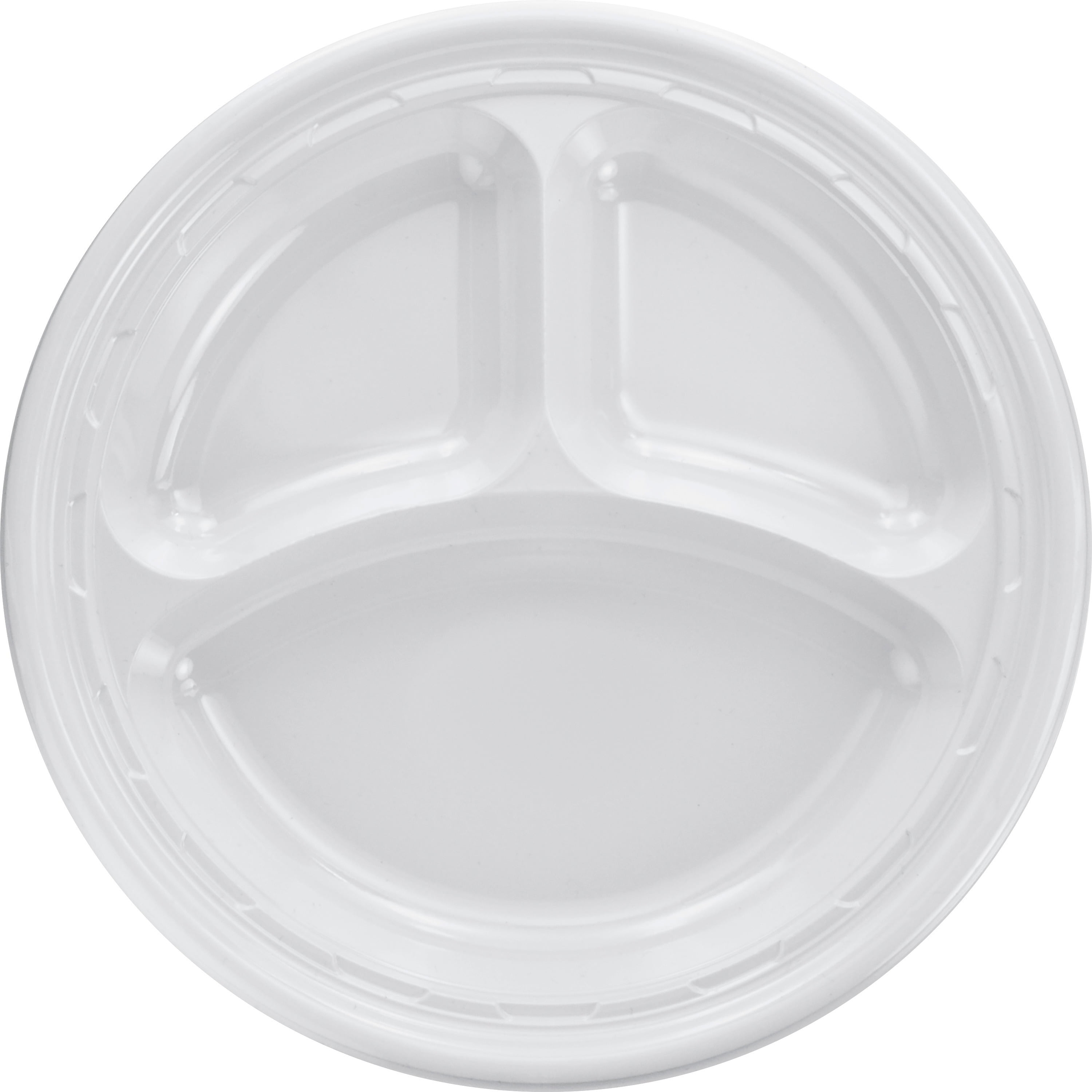 Dart, DCC10CPWF, 3-sect Disposable Plastic Dinnerware Plate, 500 / Carton, White