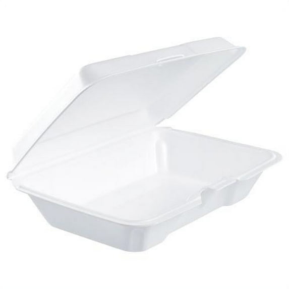 Dart DCC206HT1R Foam Hinged Lid Containers, 6.4w X 9.3d X 2.6h, White, 200/carton