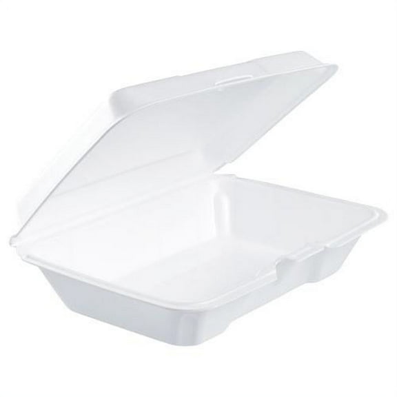 Dart DCC206HT1R Foam Hinged Lid Containers, 6.4w X 9.3d X 2.6h, White, 200/carton