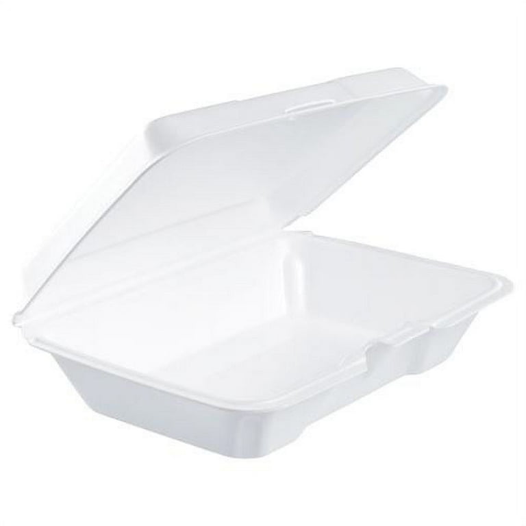 Foam Hinged Lid Containers, 6.4 x 9.3 x 2.6, White, 200/Carton Foam Hinged Lid Containers, 6.4 x 9.3 x 2.6, White, 200/Carton