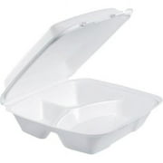 Dart DCC90HT3R Large 3-Compartment Foam Carryout Trays, White
