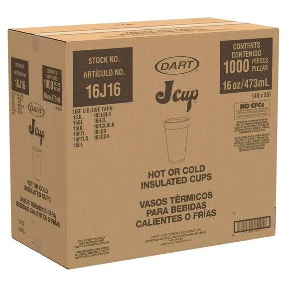 Dart Foam Cup 16 oz, 1000-count