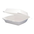 thumbnail image 1 of Dart® Foam Hinged Lid Containers, 1-Compartment, 8.38" x 7.78" x 3.25", White, 200/Carton, 1 of 5