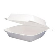 Dart  Foam Hinged Lid Containers, 1-Compartment, 8.38" x 7.78" x 3.25", White, 200/Carton