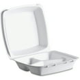 thumbnail image 1 of Dart Foam Hinged Lid Containers, 3-Compartment, 8.38 x 7.78 x 3.25, 200/Carton -DCC85HT3R, 1 of 2