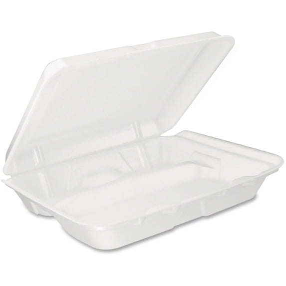 Dart Foam Hinged Lid Containers, 3-Compartment, 9.25 x 9.5 x 3, White, 200/Carton -DCC95HT3R