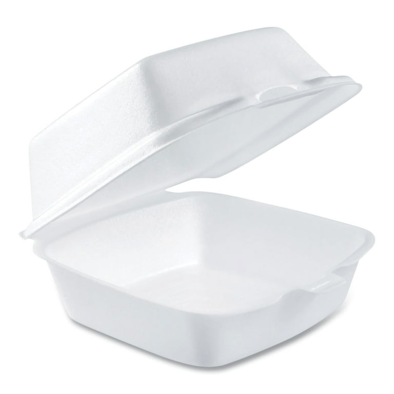 Foam Hinged Lid Containers, 5.38 x 5.5 x 2.88, White, 500/Carton Foam Hinged Lid Containers, 5.38 x 5.5 x 2.88, White, 500/Carton
