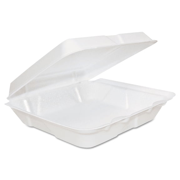 Dart Foam Hinged Lid Containers, White, 200 count