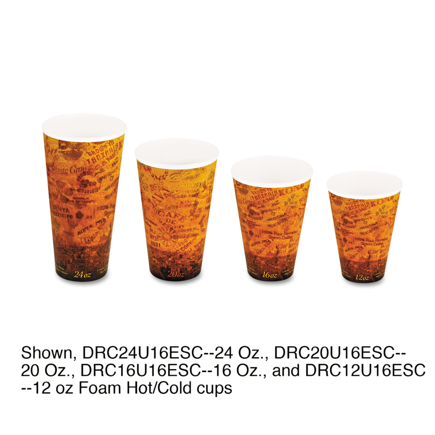 Dart Foam Hot/Cold Cups 24oz Brown/Black 500/Carton 24U16ESC