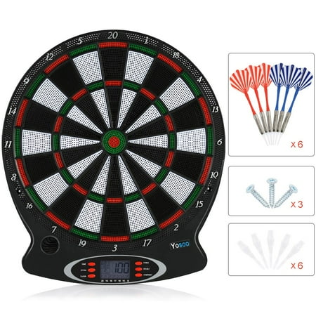 Dart Games, Darts Target Board,Electronic Soft Tip Dartboard LCD Display 15 Inch Target Face 6 Soft Tip Darts Target Board