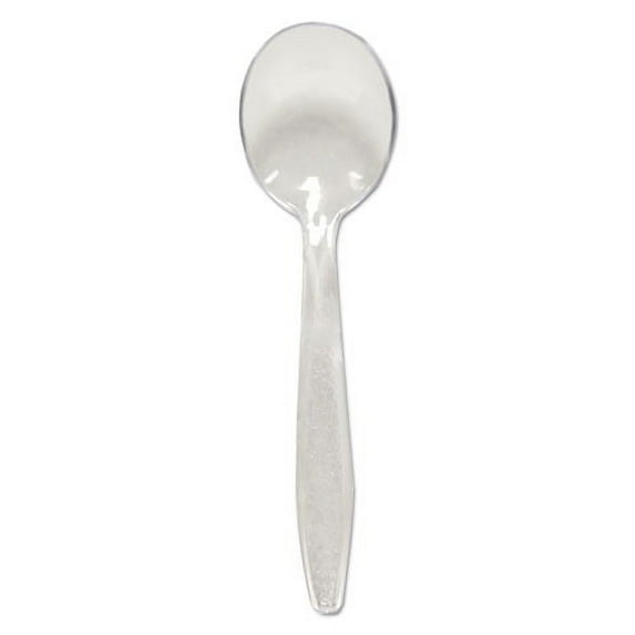 Dart Guildware Extra Heavyweight Plastic Cutlery Soup Spoons Clear 1000/Carton GDC8SS