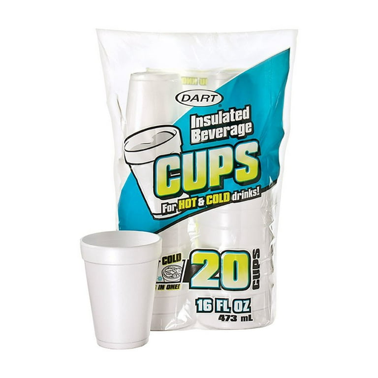 Dart 16 oz Insulated Foam Cups - 20 / Pack - White - Foam - Hot Drink, Cold Drink Dart 16 oz Insulated Foam Cups - 20 / Pack - White - Foam - Hot Drink, Cold Drink