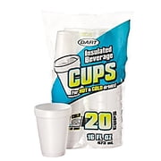 Dart Insulated Disposable Plastic Cups, 16 oz, White, 20 Count