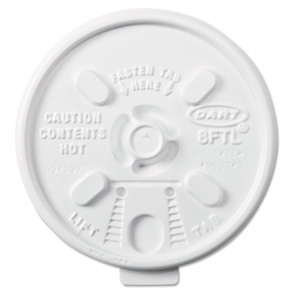 Dart Lift n' Lock Plastic Hot Cup Lids, Fits 8 oz Cups, White, 1,000/Carton -DCC8FTL