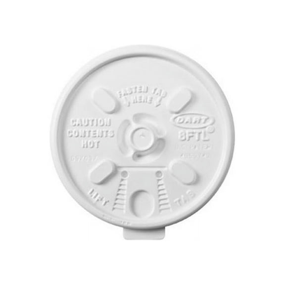 Dart Lift n' Lock Plastic Hot Cup Lids, Fits 8 oz Cups, White, 1,000/Carton -DCC8FTL