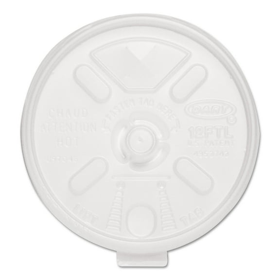 Dart Lift N' Lock Plastic Hot Cup Lids, With Straw Slot, Fits 10 Oz To 14 Oz Cups, Translucent, 100/sleeve, 10 Sleeves/carton