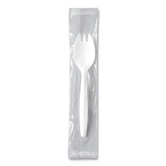 Individually Wrapped Regal Mediumweight Plastic Cutlery Spork - White (1000/Carton)