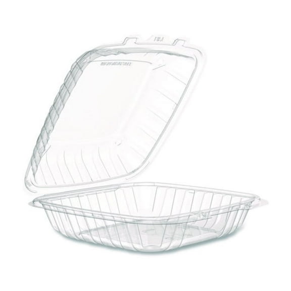 Dart Microwaveable Hinged Containers, 9 x 8.75 x 3, Clear, Plastic 150/Carton