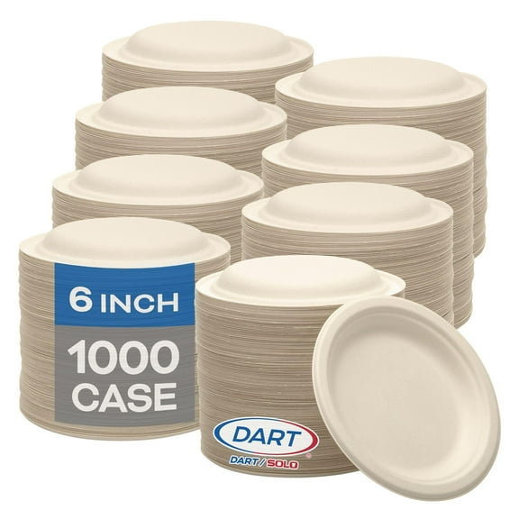 Dart 6FBRP1 Compostable Molded Fiber Dinnerware, Proplanet Seal, Plate, 6" Dia, Natural, 1,000/carton