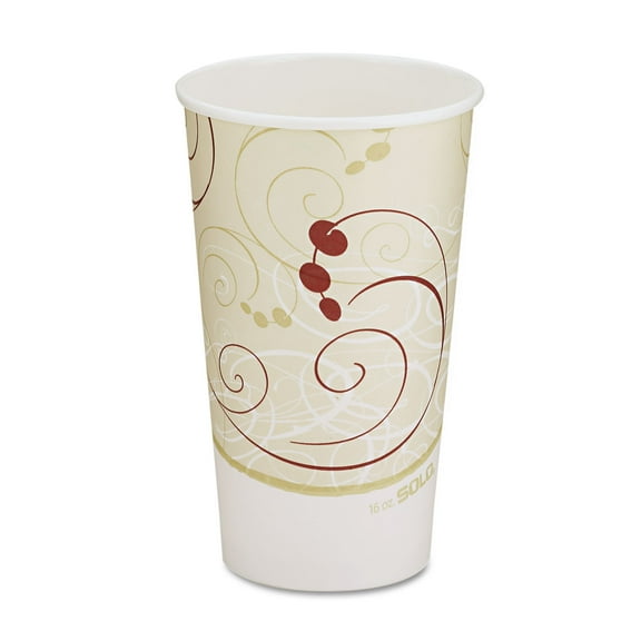 Dart Paper Hot Cups in Symphony Design, 16 oz, Beige, 1,000/Carton