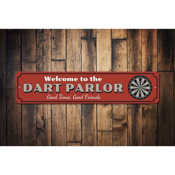 Dart Parlor Welcome Novelty Decor, Metal Wall Sign - 4x18 Inches