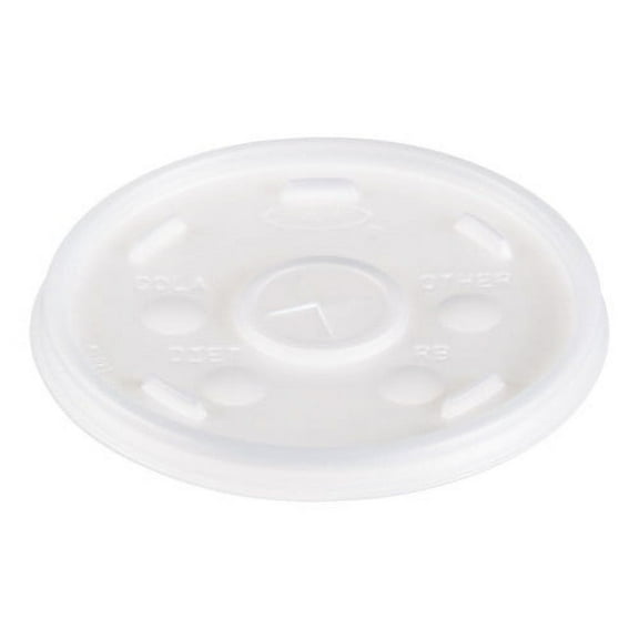 Dart Plastic Lids, Fits 12 oz to 24 oz Hot/Cold Foam Cups, Straw-Slot Lid, White, 100/Pack, 10 Packs/Carton , Each