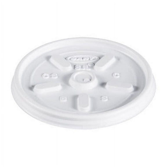 Dart Plastic Lids, Fits 8 Oz To 10 Oz Hot/Cold Foam Cups, Vented, White, 100/Pack, 10 Packs/Carton