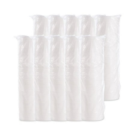 Dart Plastic Lids, Fits 8 oz to 10 oz Hot/Cold Foam Cups, White, 100/Pack, 10 Packs/Carton