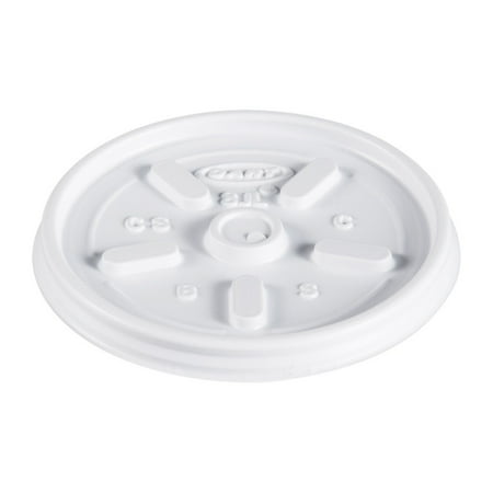 Dart Plastic Lids, Fits 8 oz to 10 oz Hot/Cold Foam Cups, White, 100/Pack, 10 Packs/Carton