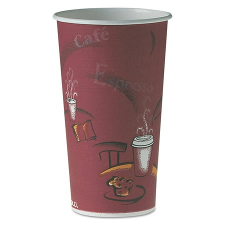 Dart Polycoated Hot Paper Cups, 20 oz, Bistro Design, 600/Carton